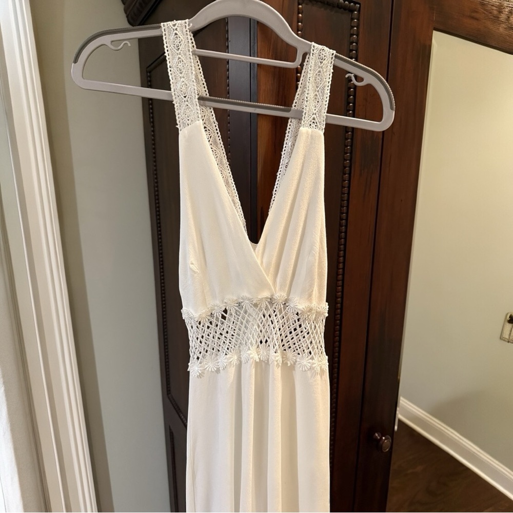 Honey Punch Lace Insert Maxi Dress – Ivory, Size - Medium - Picture 3 of 5
